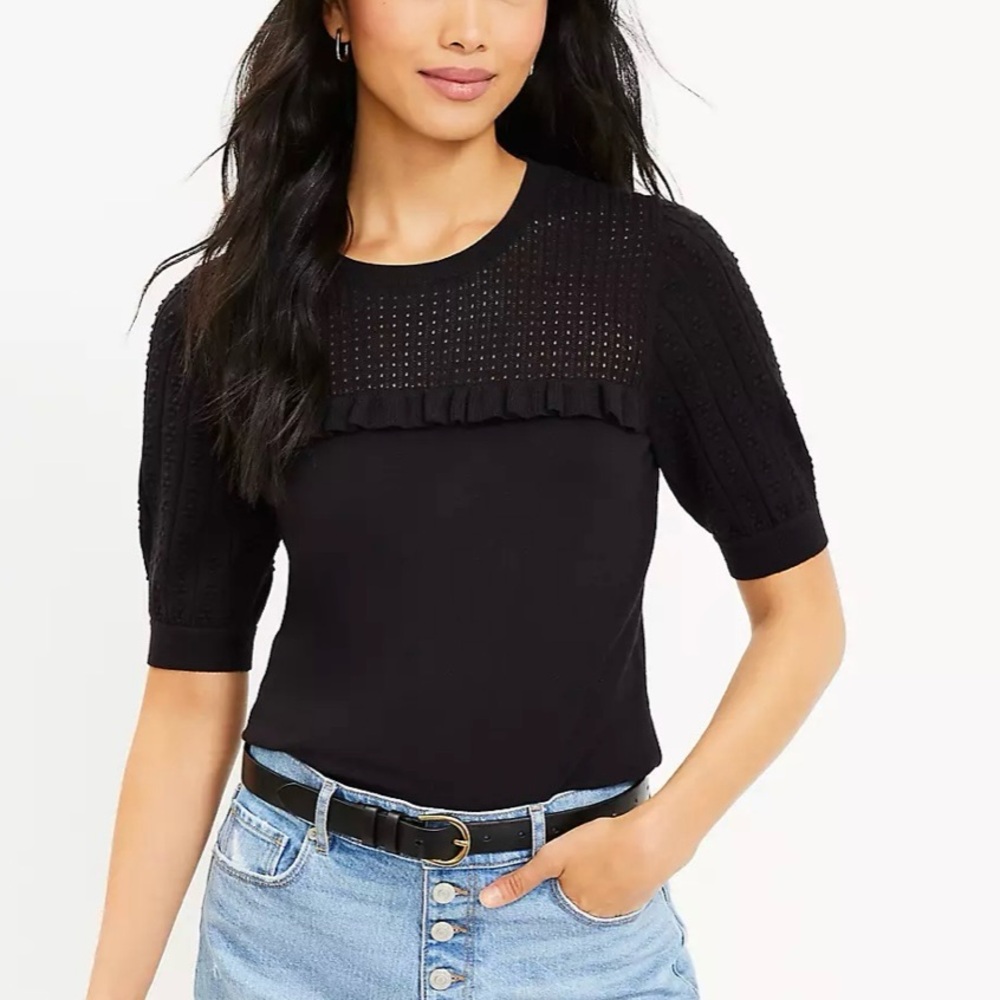 LOFT Blouse Dressy Casual Black Rayon Blouse Shirt Top Sz Small - Picture 11 of 11